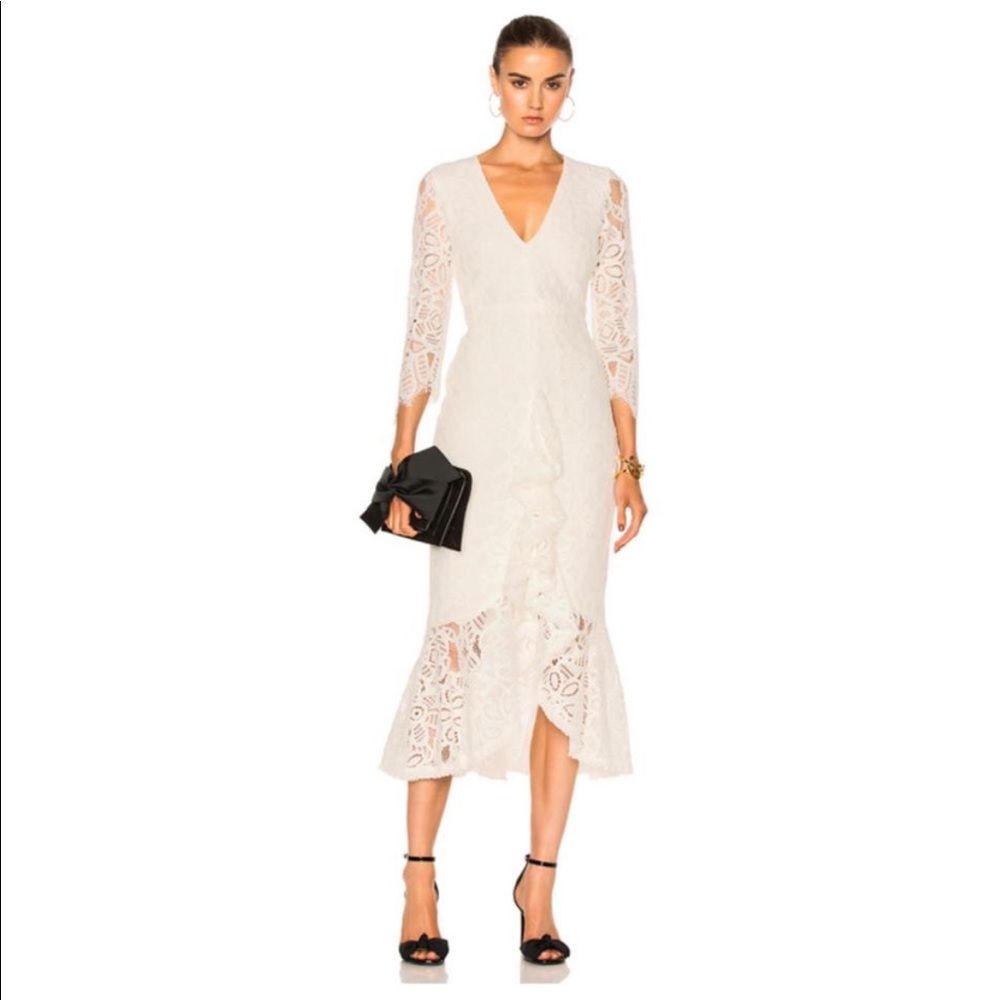 ALEXIS Lace Long Sleeved Midi Dress NWT